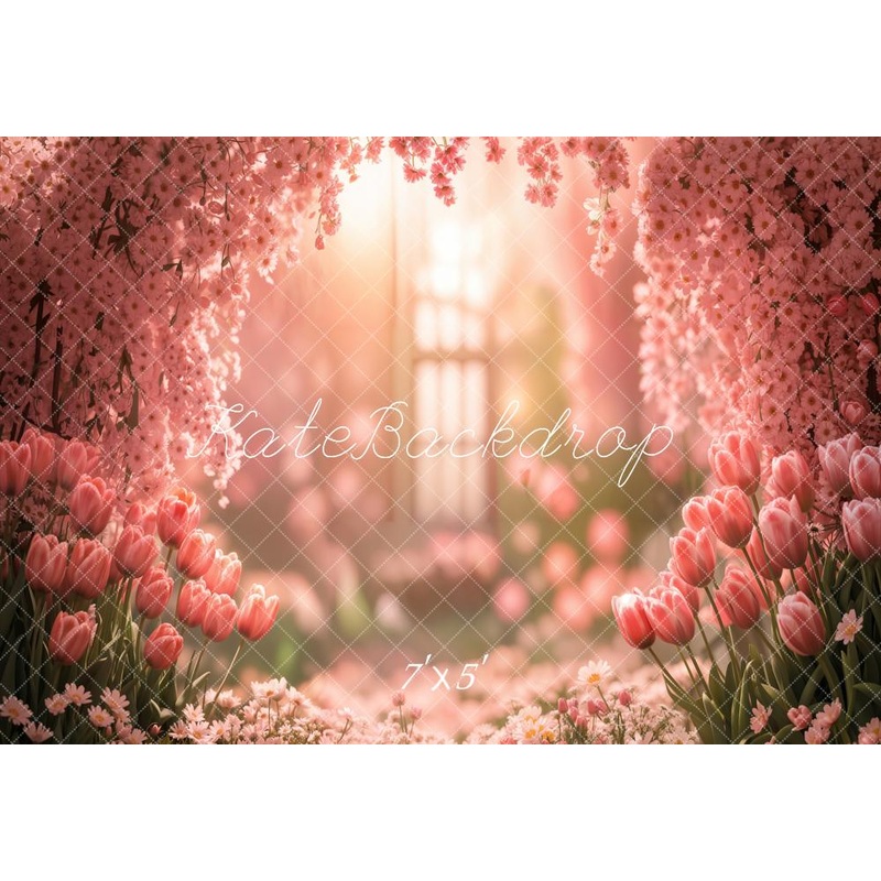 Kate Spring Tulip Floral Garden Backdrop Designed by Emetselch Microfiber (Printed) 7x5ft - small kids sitting / cake smash