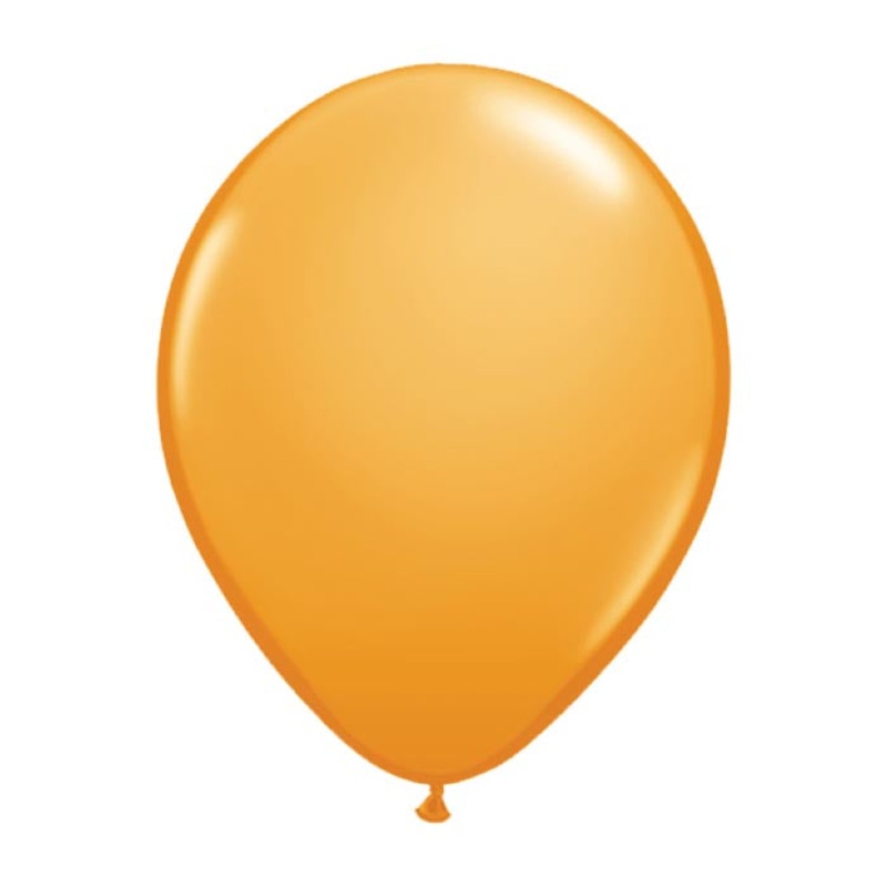 11" Qualatex Orange Inflated with Helium and Ribbon