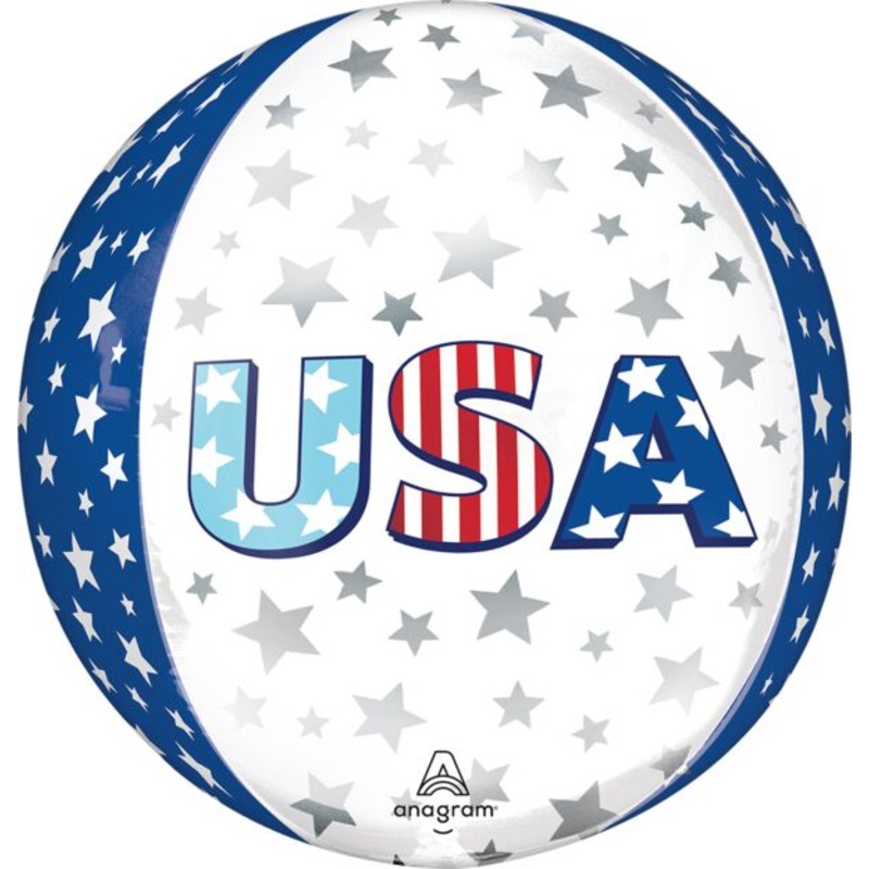 4th Of July USA Stars Burst Orbz Balloon | 1ct