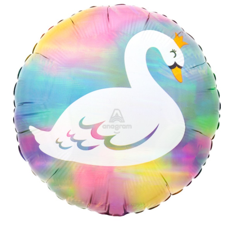 18" A Swan Inflated with Helium and Ribbon