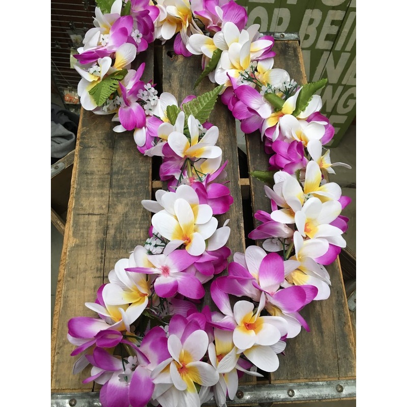 Purple/White & Orange/White Plumeria Lei | 1ct