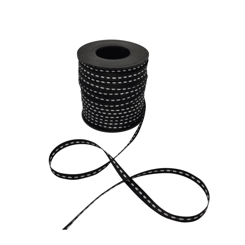 ALLURA STITCHED | BLACK WITH WHITE | 06MM | 50MTR