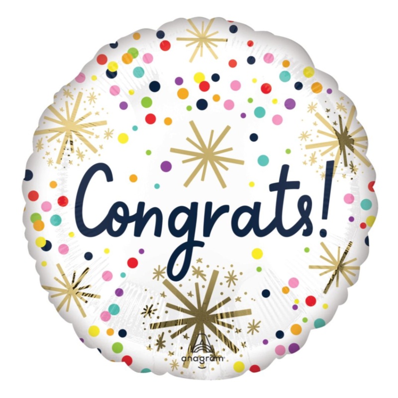 Confetti Sprinkle Congrats Small Balloon Helium-Filled (local only)