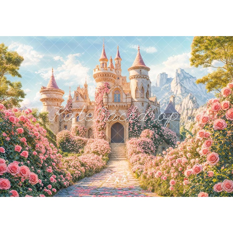 KBPA 2025 Kate Fairy Dreamy Castle Floral Path Backdrop Designed by Emetselch Microfiber (Printed) 7x5ft - small kids sitting / cake smash