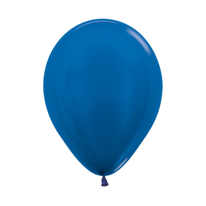 Metallic Blue Latex Balloon w/ Helium & Hi-Float Latex Balloon, 11" | 1 ct