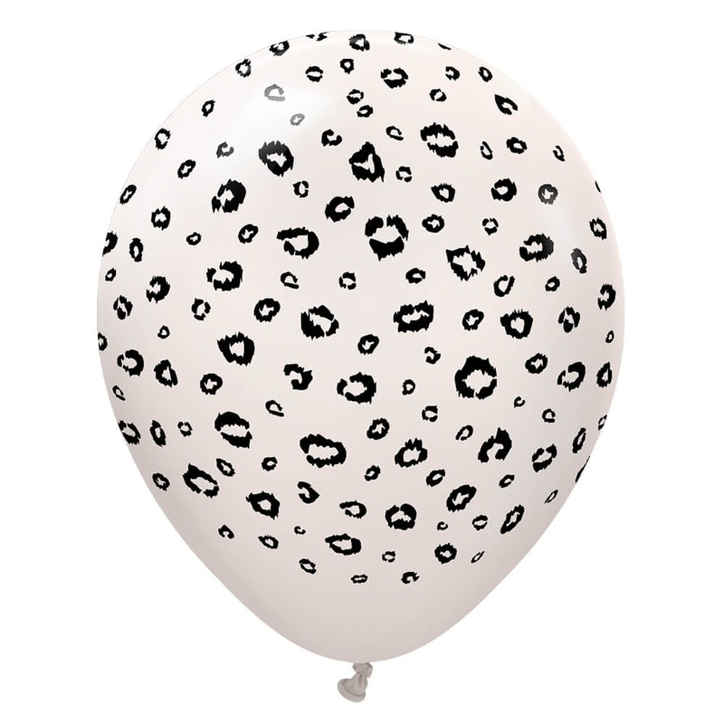 Kalisan Safari Leopard - White Sand W/ Black Ink 12 Latex Balloons (25 count)